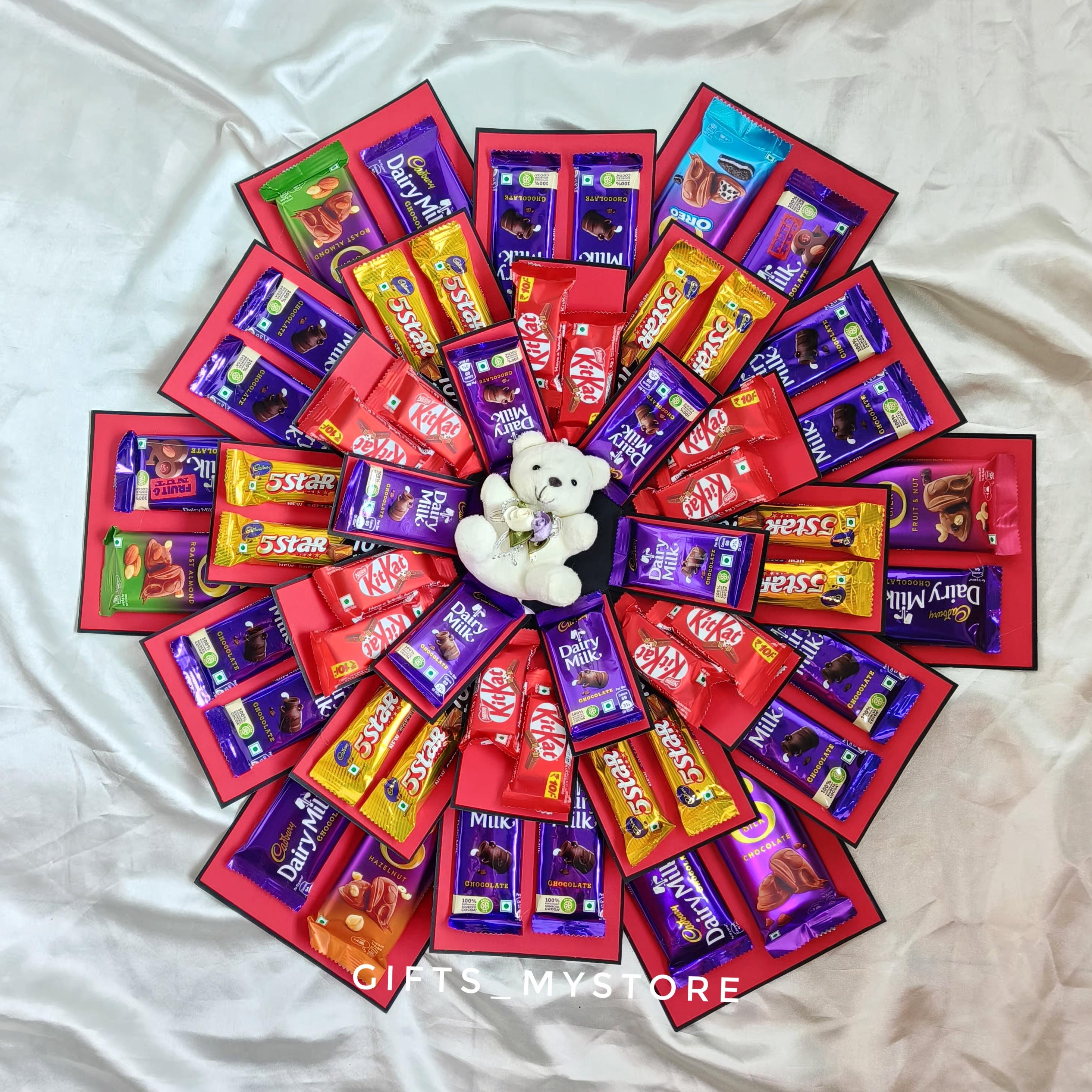 5 LAYER MIX CHOCOLATE EXPLOSION BOX_OPTIONS_WITH FLOWER DECORATION